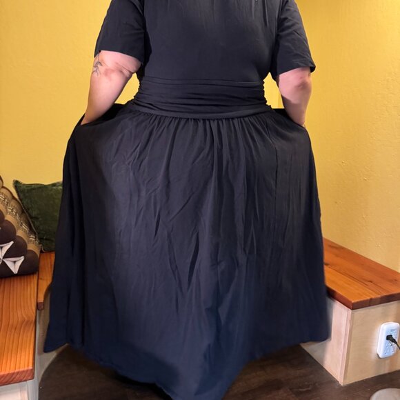 eShakti Ruched waist cotton knit maxi, 4X - Picture 5 of 10